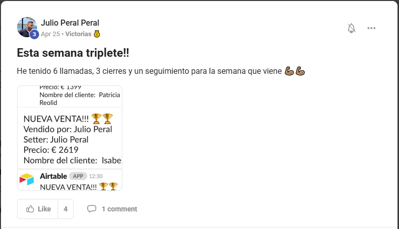 Testimonio de Julio Peral en Skool: Triplete: 6 llamadas y 3 cierres en una semana